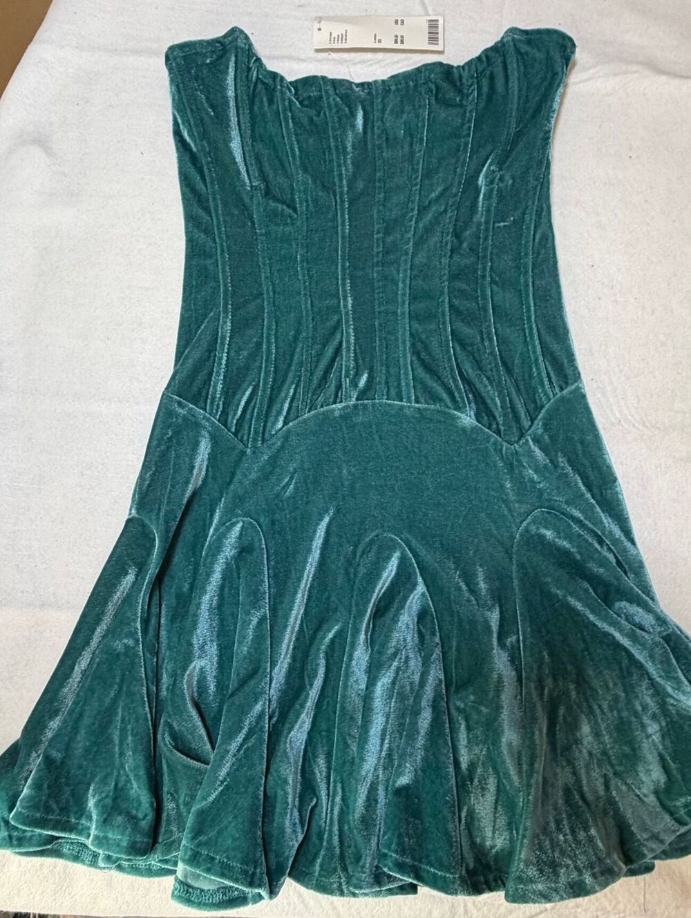 Balletcore NWT Urban Outfitters Teal Velvet Fit and Flare Dress XS